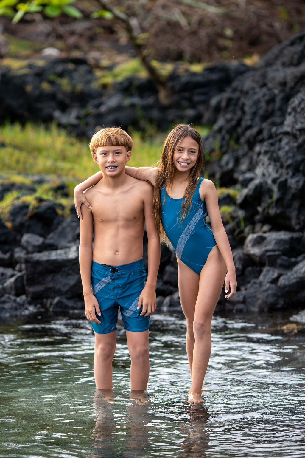 The ʻŌpio One-Piece Bodysuit | Bielastic Fabric | Youth Swim Made from Regenerated Ocean Waste | NĀKIʻI Ā PAʻA