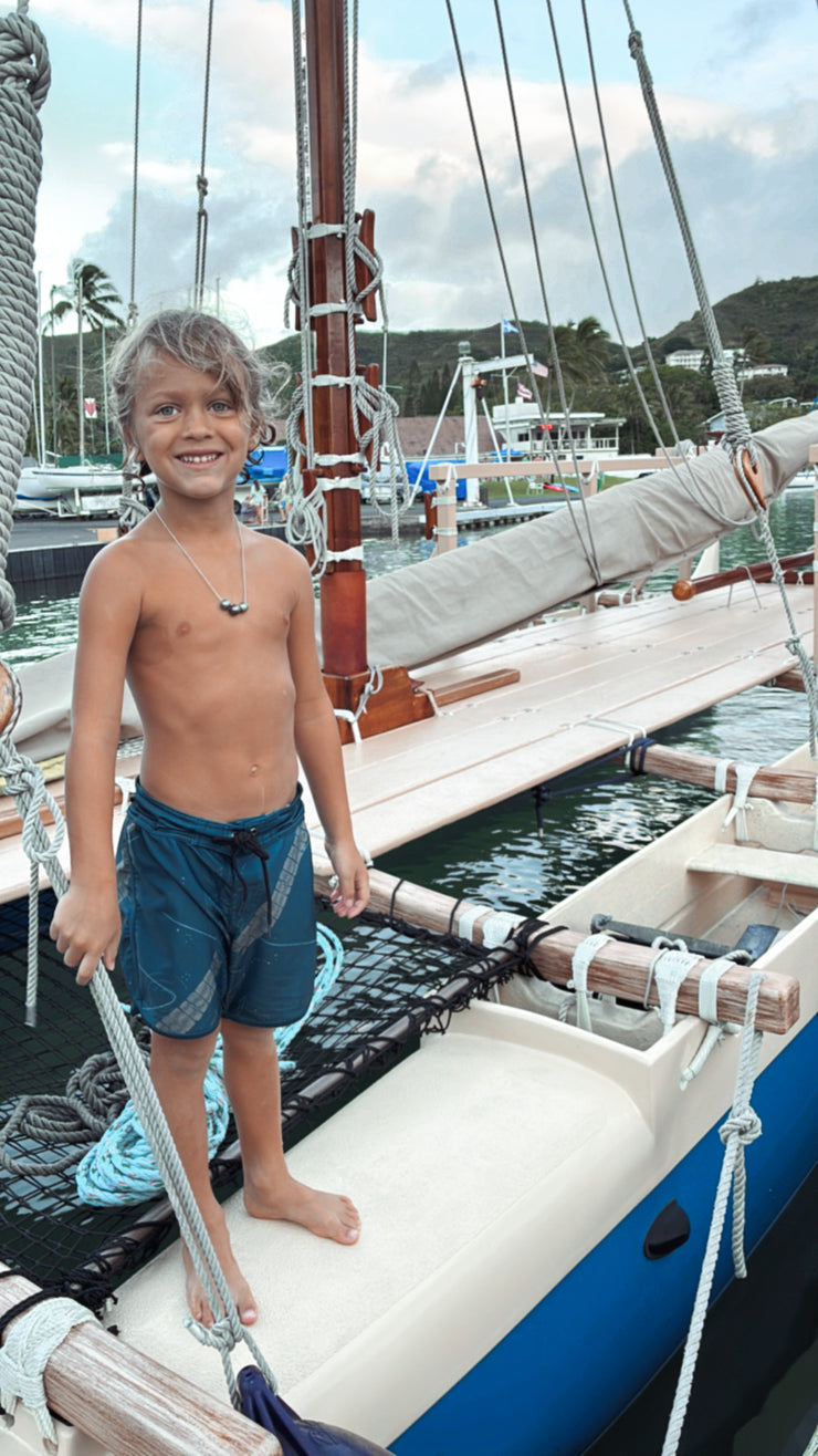 Kaikanialeʻa Boys’ Boardshorts | Stretchy & Adjustable Waistband, Quick-Drying | Made from Regenerated Ocean Waste | NĀKIʻI Ā PAʻA