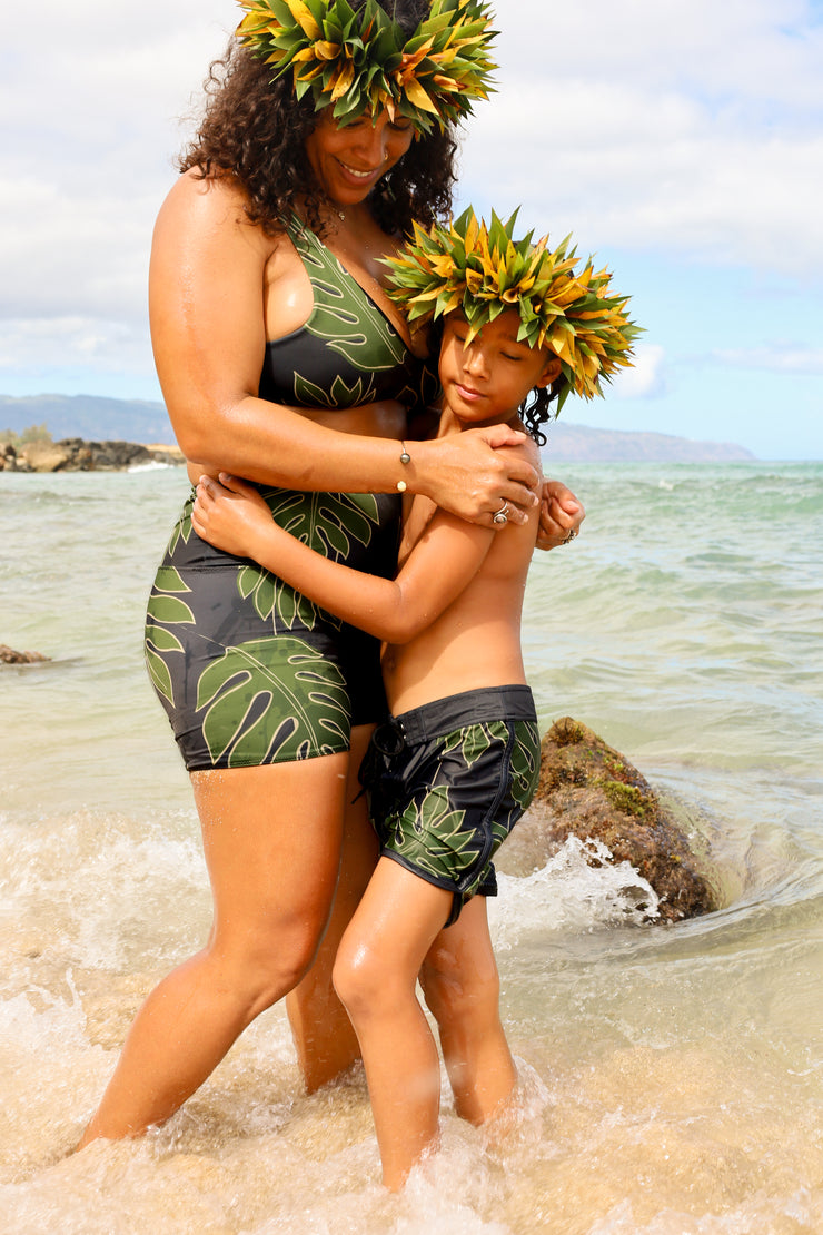 NEW | The Wāhine High-Waisted Swim Shorts | Quick-Dry, Double-Lined Compression with Extended Waist Support | ULŪLU ʻELEʻELE