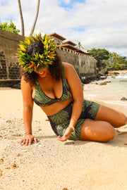 NEW | The Wāhine High-Waisted Swim Shorts | Quick-Dry, Double-Lined Compression with Extended Waist Support | ULŪLU ʻELEʻELE