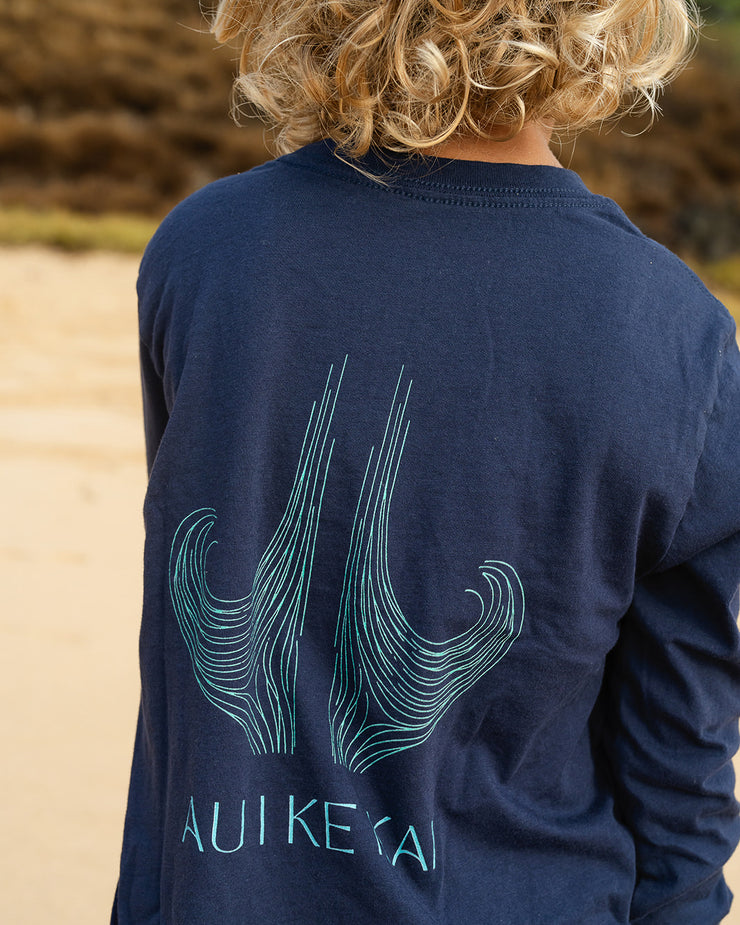 Au I Ke Kai Youth Long-Sleeve Shirt | 100% Plastic-Free, Soft Cotton, Youth Sizes S–L