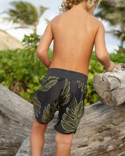 Kaikanialeʻa Boys’ Boardies | Stretchy & Adjustable Waistband, Quick-Drying | Made from Regenerated Ocean Waste | Ulūlu ʻEleʻele