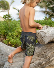 Kaikanialeʻa Boys’ Boardies | Stretchy & Adjustable Waistband, Quick-Drying | Made from Regenerated Ocean Waste | Ulūlu ʻEleʻele