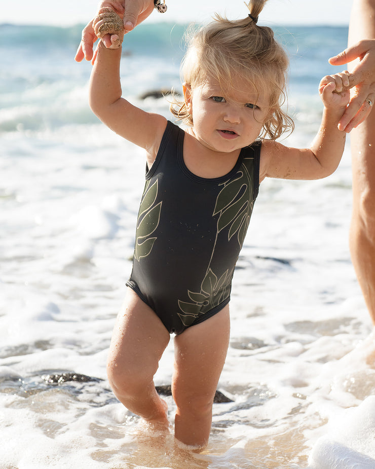 The Kolohe Keiki One-Piece Swimsuit | UPF 50 Childrens Swimwear Made from Regenerated Ocean Waste | Ulūlu ʻEleʻele