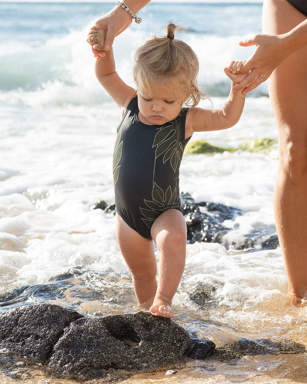 The Kolohe Keiki One-Piece Swimsuit | UPF 50 Childrens Swimwear Made from Regenerated Ocean Waste | Ulūlu ʻEleʻele