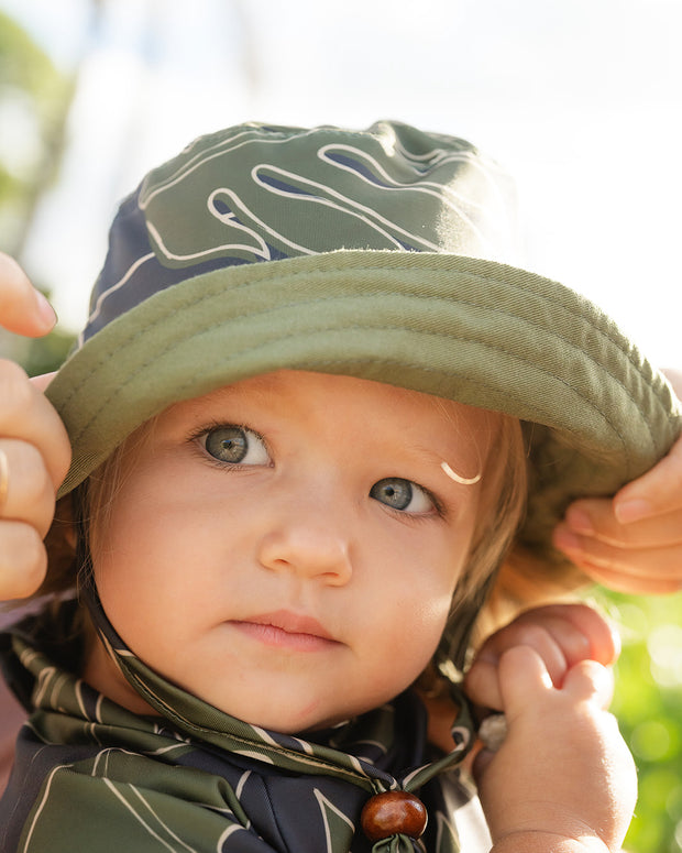 The Liko Bucket Hat | Adjustable Toddler & Baby Sun Hat with Cotton Canvas Lining | Ulūlu ʻEleʻele