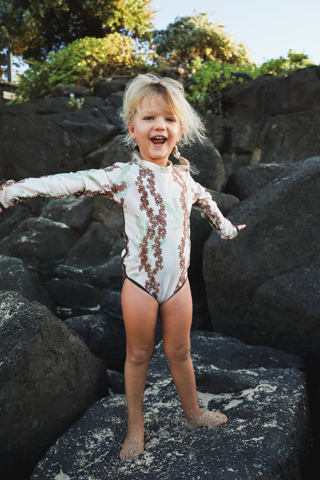 The Hōkū Long Sleeve | UPF 50 Childrens Swim Warmth, Strength, Stretch and Thumb Holes | Limu Hāpai