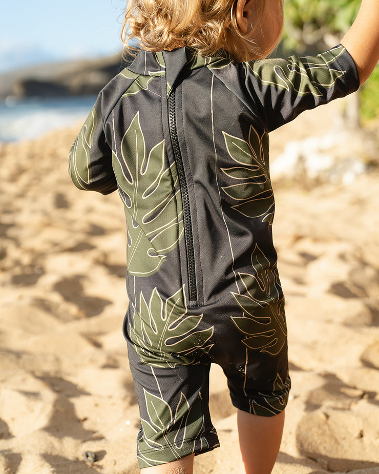 The Tropical Thermal for Toddlers | UPF 50 Full-Piece Rash Guard with Extra Warmth | Bielastic Fabric from Regenerated Ocean Waste | Ulūlu ʻEleʻele