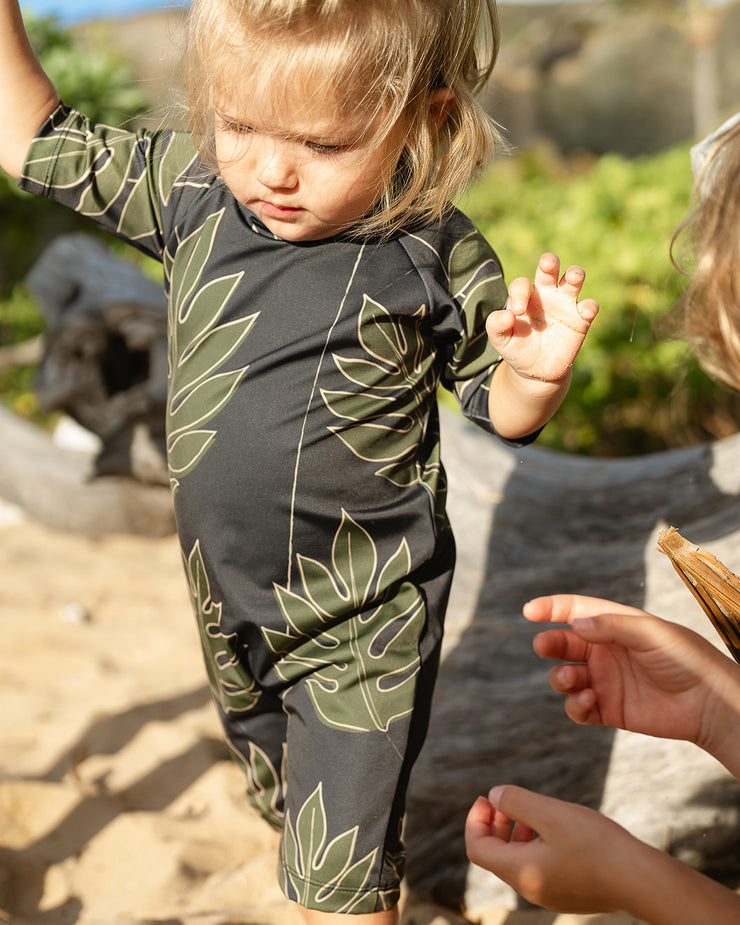 The Tropical Thermal for Toddlers | UPF 50 Full-Piece Rash Guard with Extra Warmth | Bielastic Fabric from Regenerated Ocean Waste | Ulūlu ʻEleʻele