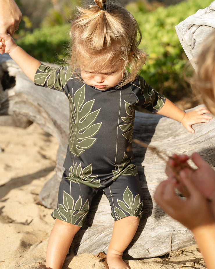 The Tropical Thermal for Toddlers | UPF 50 Full-Piece Rash Guard with Extra Warmth | Bielastic Fabric from Regenerated Ocean Waste | Ulūlu ʻEleʻele