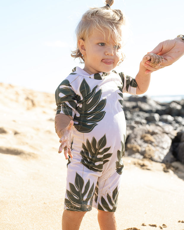 The Tropical Thermal for Toddlers | UPF 50 Full-Piece Rash Guard with Extra Warmth | Bielastic Fabric from Regenerated Ocean Waste | Ulūlu