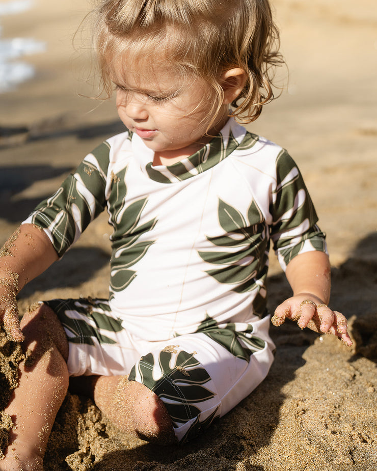 The Tropical Thermal for Toddlers | UPF 50 Full-Piece Rash Guard with Extra Warmth | Bielastic Fabric from Regenerated Ocean Waste | Ulūlu