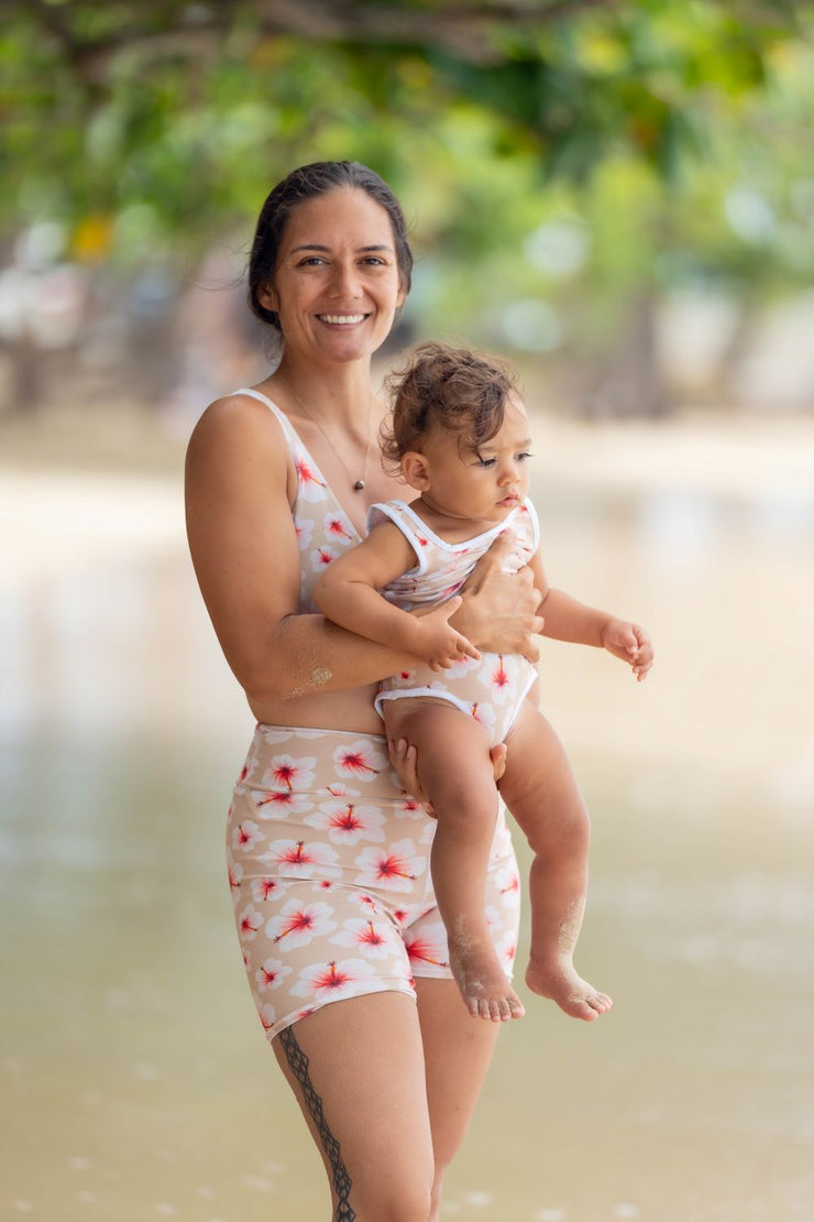 Latte Hibiscus Lole ʻAuʻau - Womens SWIM Shorts, Activewear XS-XL