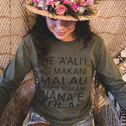 olive green longsleeve unisex hawaiian tshirt mens and womens